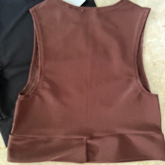 NWT COS Sz L (fits s/m) Ribbed Cropped Tank Bundle One Brown One Black - Picture 3 of 6